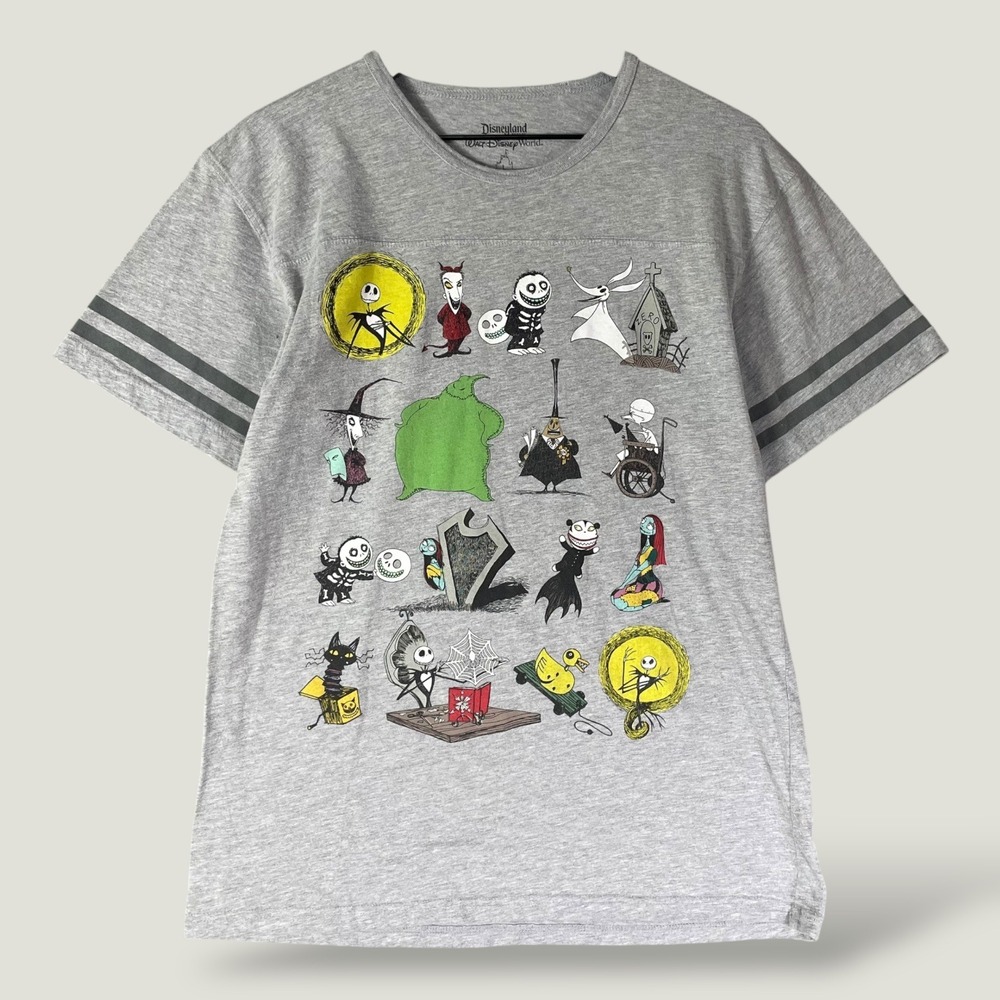 Disney Parks Nightmare Before Christmas Varsity Tee Jack Sally Oogie L Gray